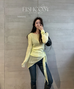 早春打底 2026新品 韩国绑带设计针织衫 fish 两件套屁帘毛衣