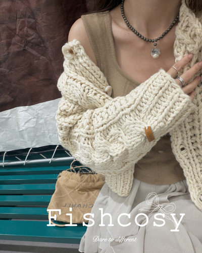 手工编织复古粗棒针毛衣外套 韩国2025秋季新品