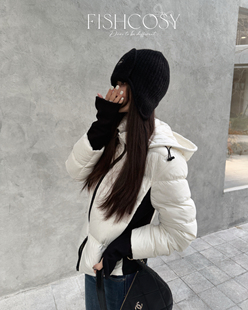 新品 韩国2025冬季 夏威夷人鱼 轻便百搭拼色排骨羽绒服 超显瘦