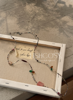 韩国新品春意盎然多巴胺人造彩色珠珠玛瑙石项链