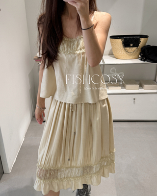 棉麻睫毛蕾丝 实拍图 可单穿叠穿套装 气质吊带裙 半身裙my fish