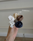 〈韩国现货〉拼布小花皮筋 新品 牛仔布皮质拼接花朵发圈 韩国秋季