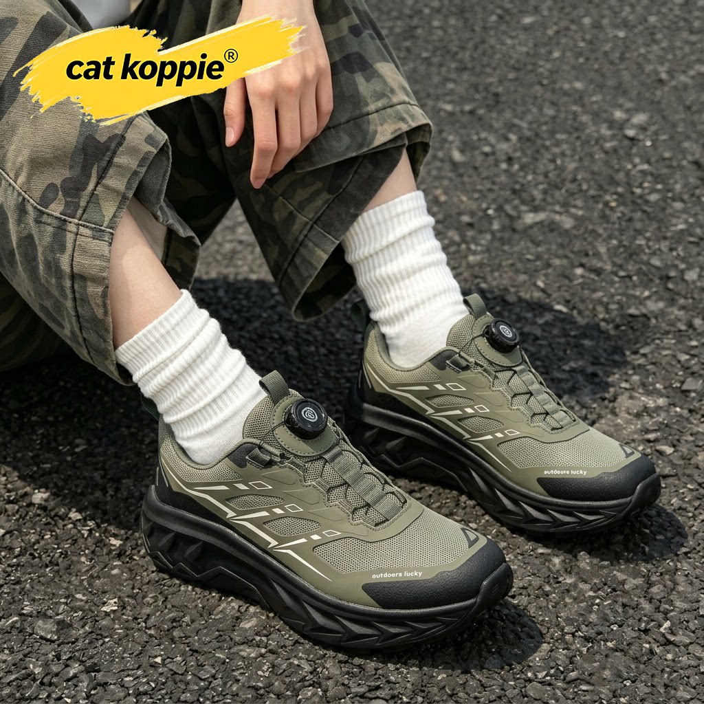 Cat Koppie军绿机能户外防滑耐磨徒步鞋网面透气减震厚底轻便男鞋