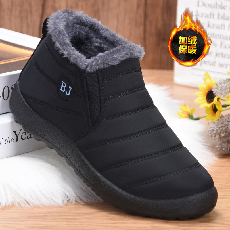 【香港&轻奢】冬季雪地靴男老北京布鞋懒人一脚蹬加厚老年棉鞋潮