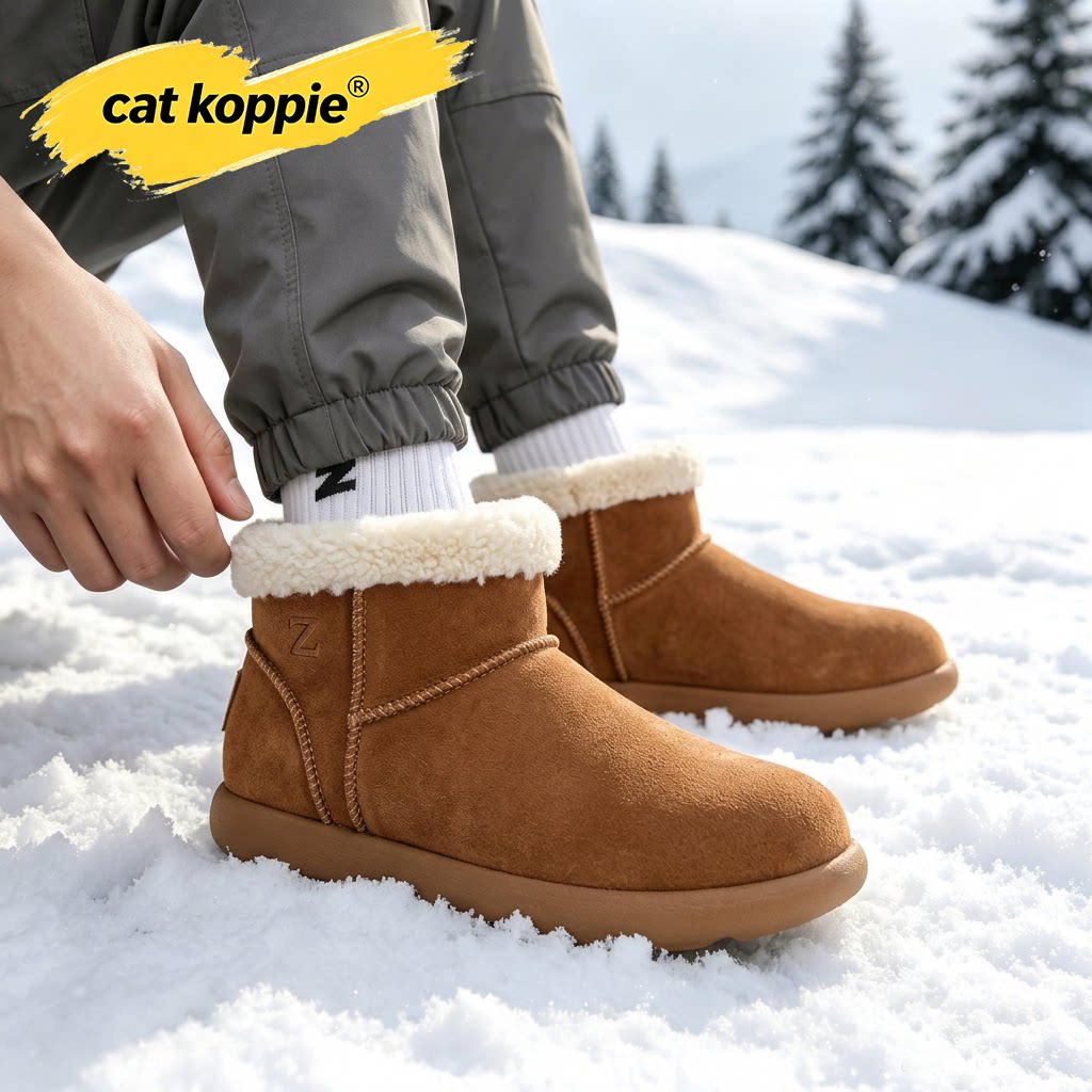Cat Koppie毛绒雪地靴女款2026冬季新款厚底加绒保暖百搭休闲棉靴