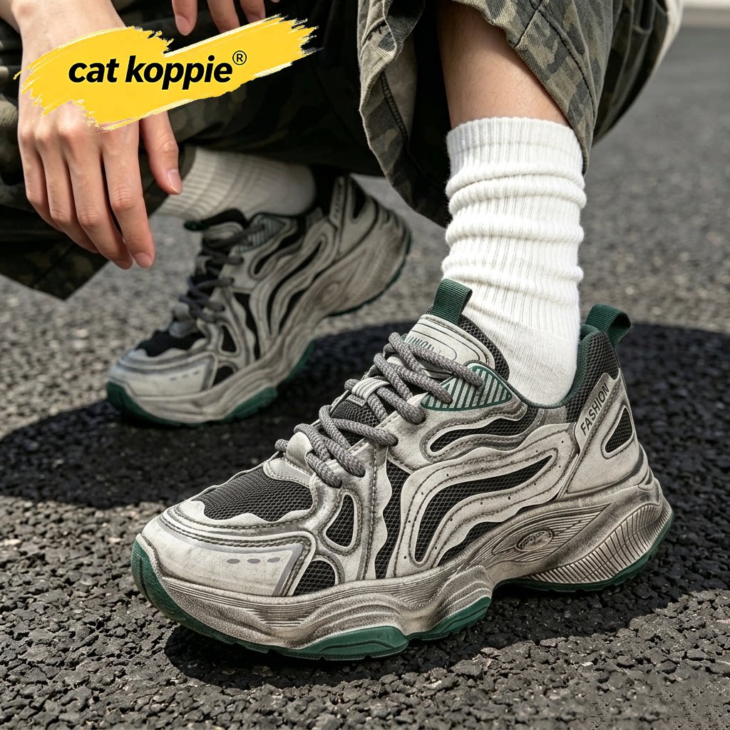 Cat Koppie男鞋秋季网面秋季防滑休闲运动潮鞋高帮跑步球鞋男款