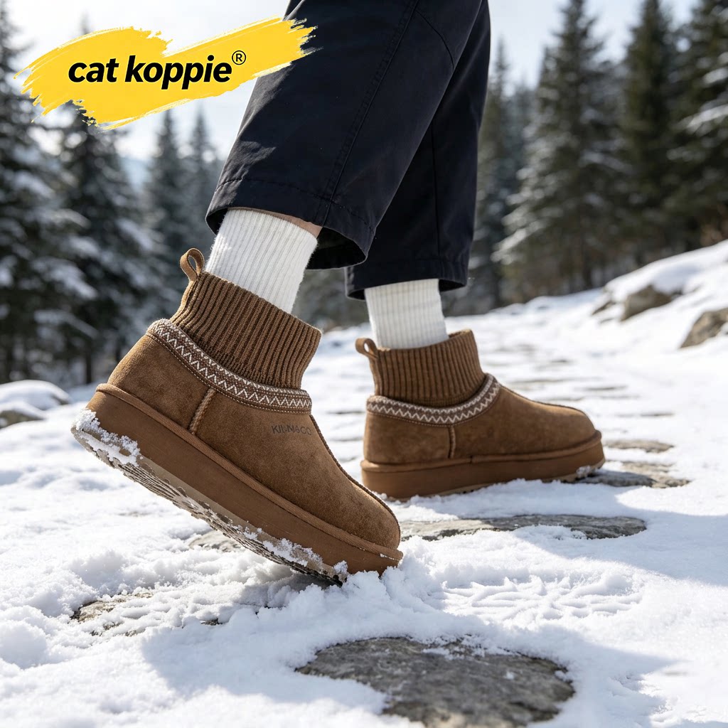Cat Koppie厚底袜筒雪地靴女款2026新款冬季保暖短靴加绒雪地棉鞋