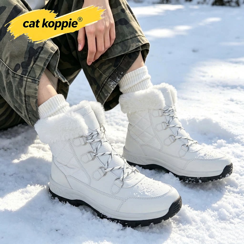 Cat Koppie白加绒防滑耐磨户外男士织物拼接保暖抗寒高帮系带男靴