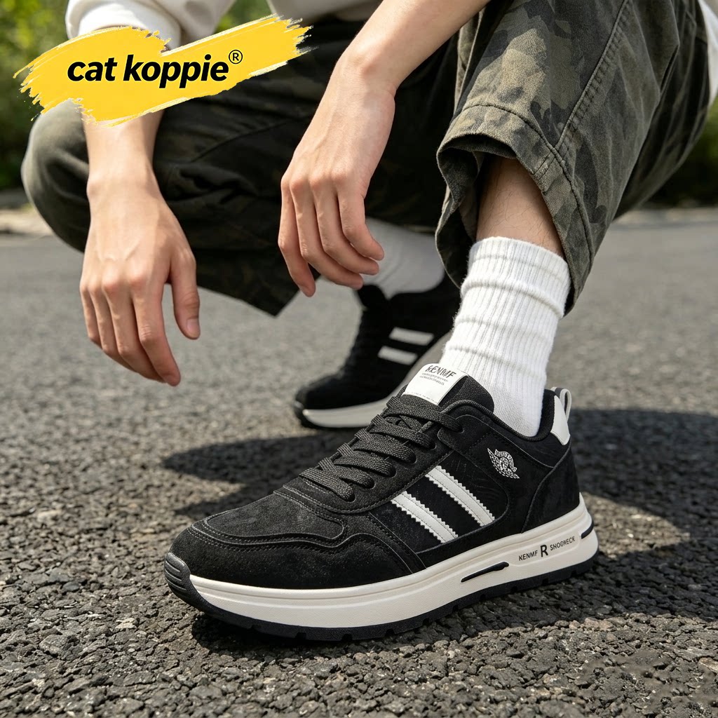Cat Koppie男鞋2026新款秋季休闲低帮皮面厚底防滑跑步运动潮鞋