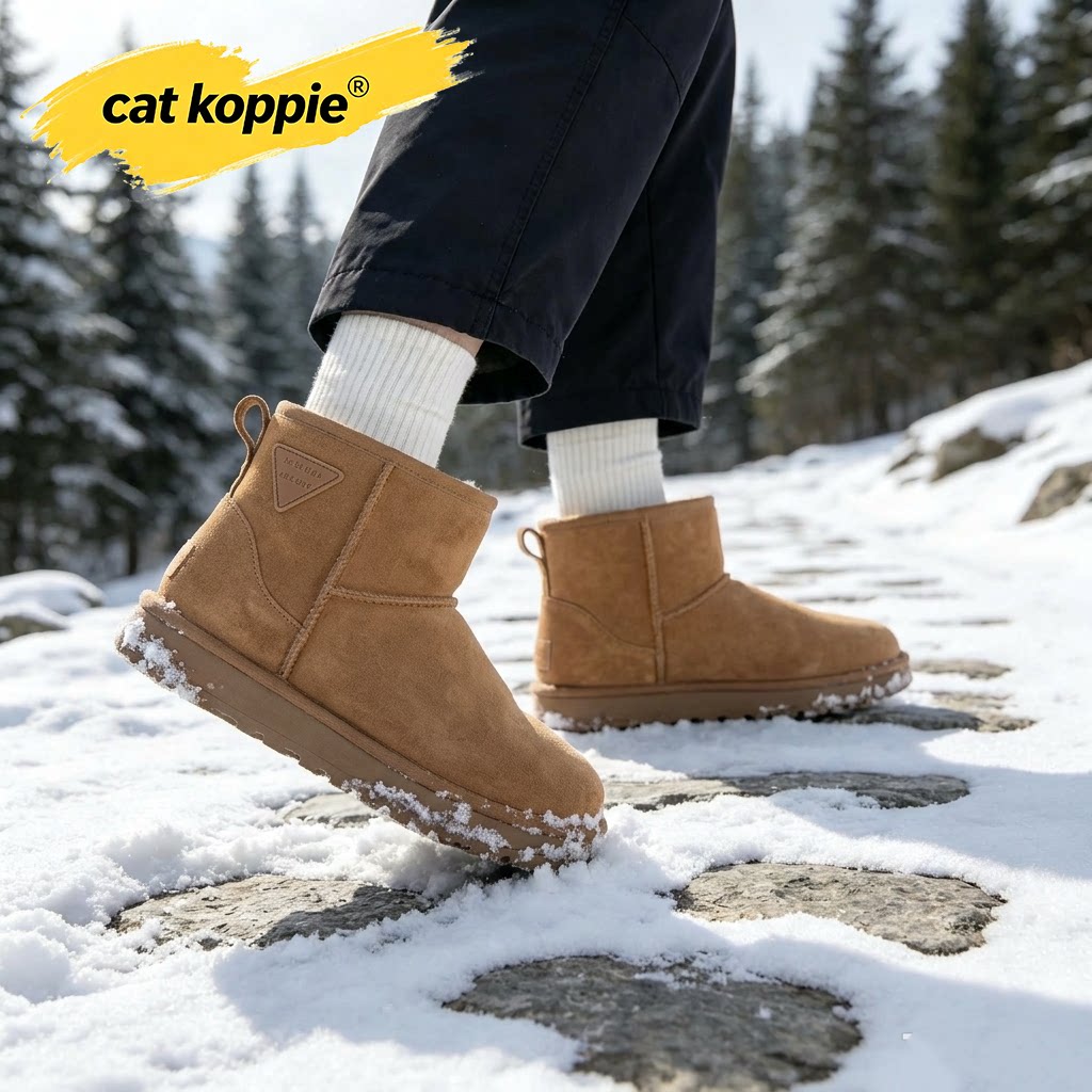 Cat Koppie加绒加厚雪地靴女2026冬季新款保暖中筒休闲女靴短棉靴