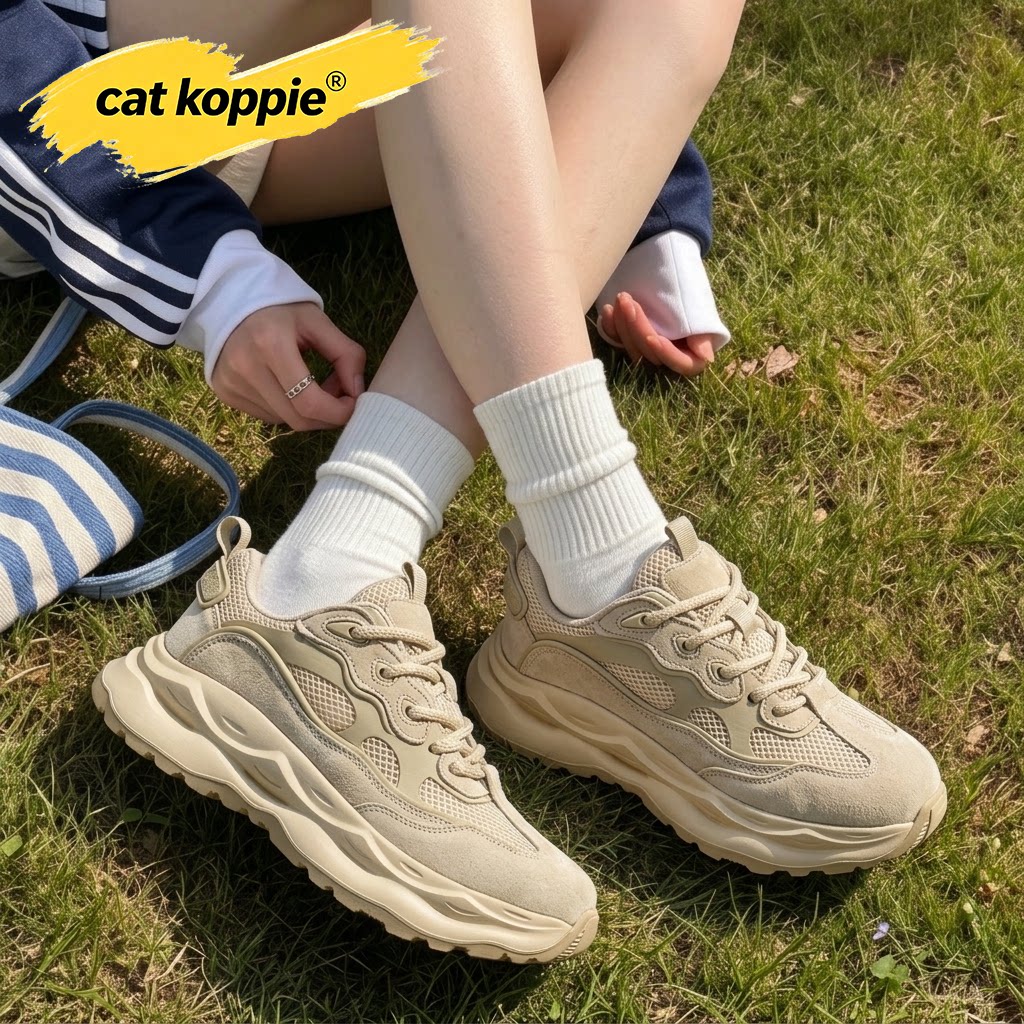 Cat Koppie男鞋2026新款秋季百搭网面休闲运动鞋跑步增高老爹潮鞋