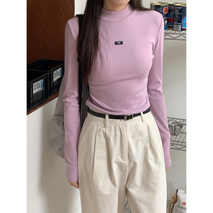 小标百搭显瘦薄款 实拍半高领打底衫 上衣时尚 新款 内搭T恤2599 秋季