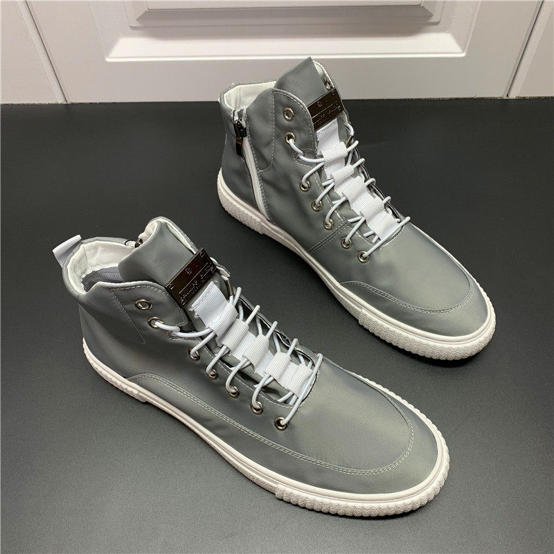 夏季高帮鞋一脚蹬个性男鞋韩版ifashion潮流布鞋透气板鞋休闲鞋男