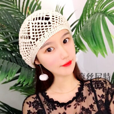 手工编织钩针镂空折叠精致帽子