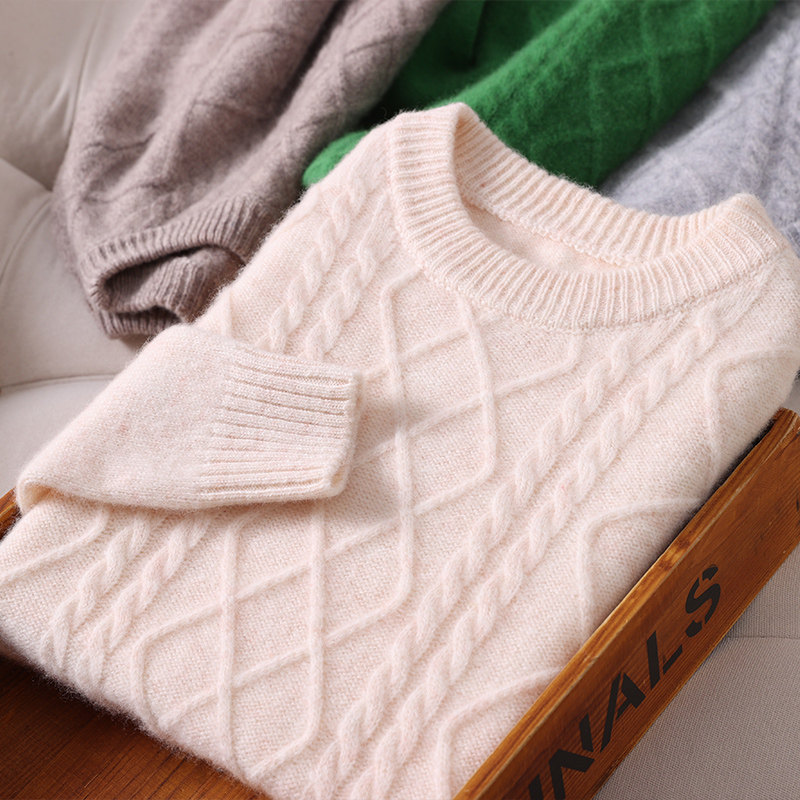 2025新款羊毛衫儿童低圆领加厚针织打底羊绒衫男童女童扭花厚毛衣