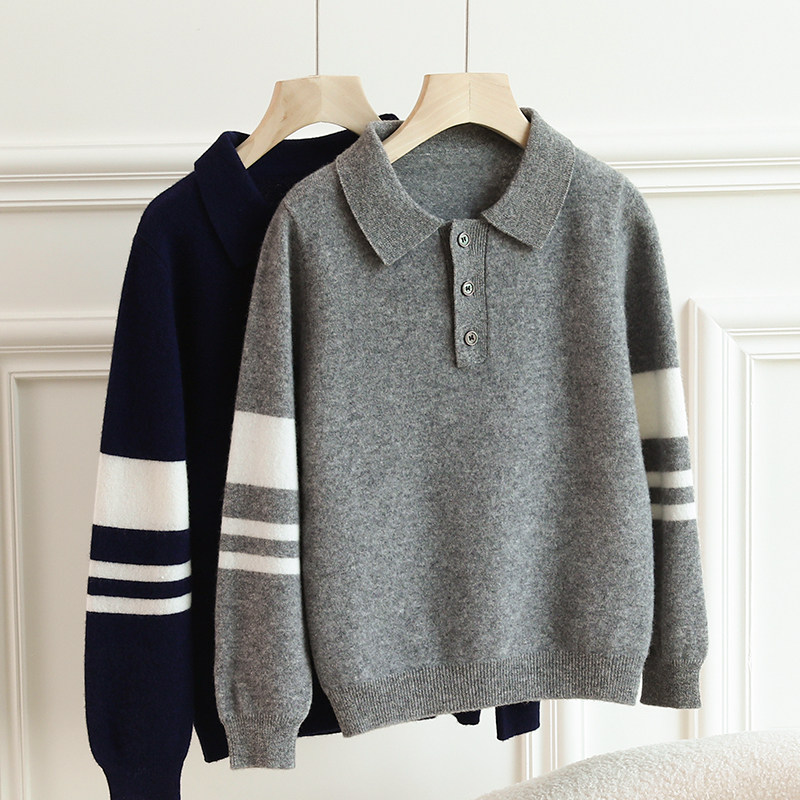 羊毛衫儿童薄款毛衣翻领针织POLO衫打底衫羊绒衫男童女童2025新款