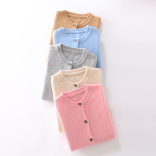 2025秋冬羊毛开衫儿童圆领薄款外套男童针织羊绒开衫女童毛衣中童