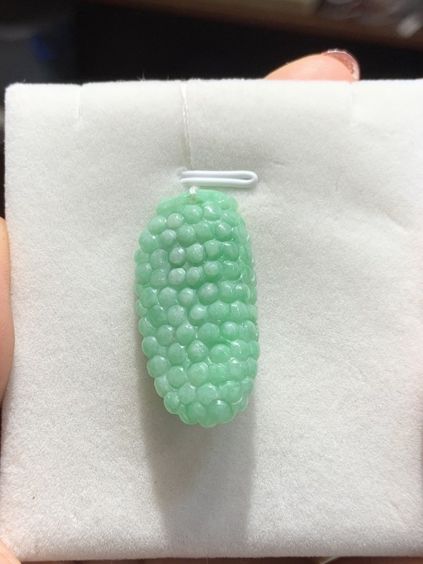 天然A货翡翠玉葡萄吊坠冰种阳绿福瓜挂坠 提子项坠  百子千孙玉坠