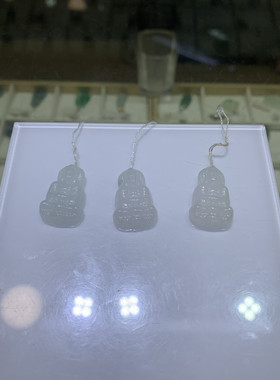 缅甸A货冰细糯种起胶感纯底观音精品玉石挂件吊坠迷你小观音