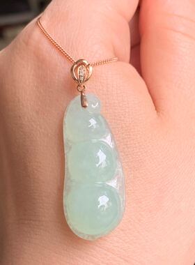 18k金扣天然a货翡翠玉吊坠