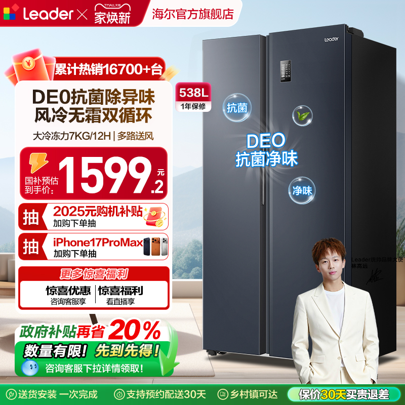 统帅538L对开门一级变频冰箱