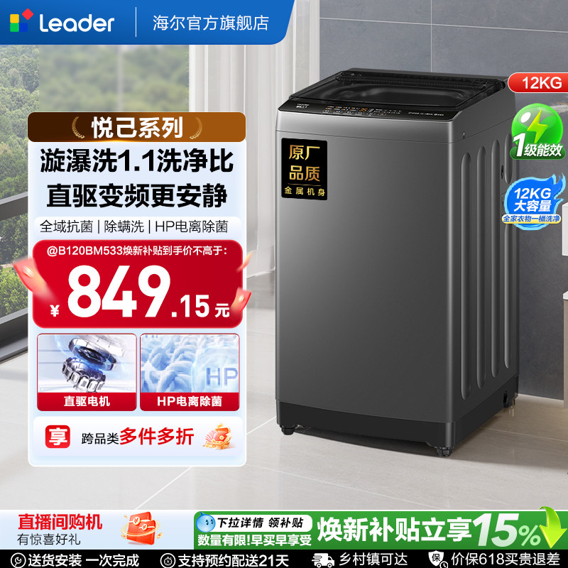 直驱变频海尔出品统帅波轮洗衣机12kg家用全自动大容量533
