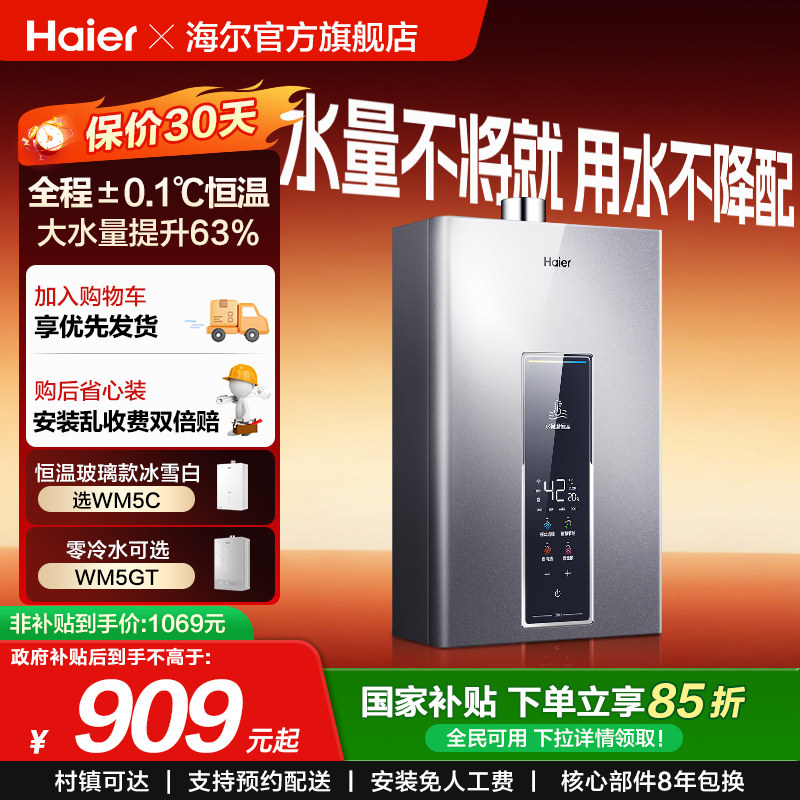 海尔恒温燃气热水器水伺服增压WM5