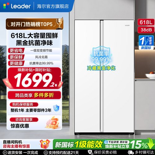 海尔统帅618L对开门大容量电冰箱