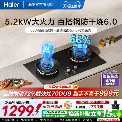 海尔麦浪家用厨房防干烧灶QGBE2