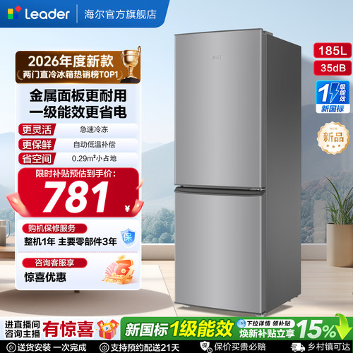 新国标一级海尔统帅186两门冰箱