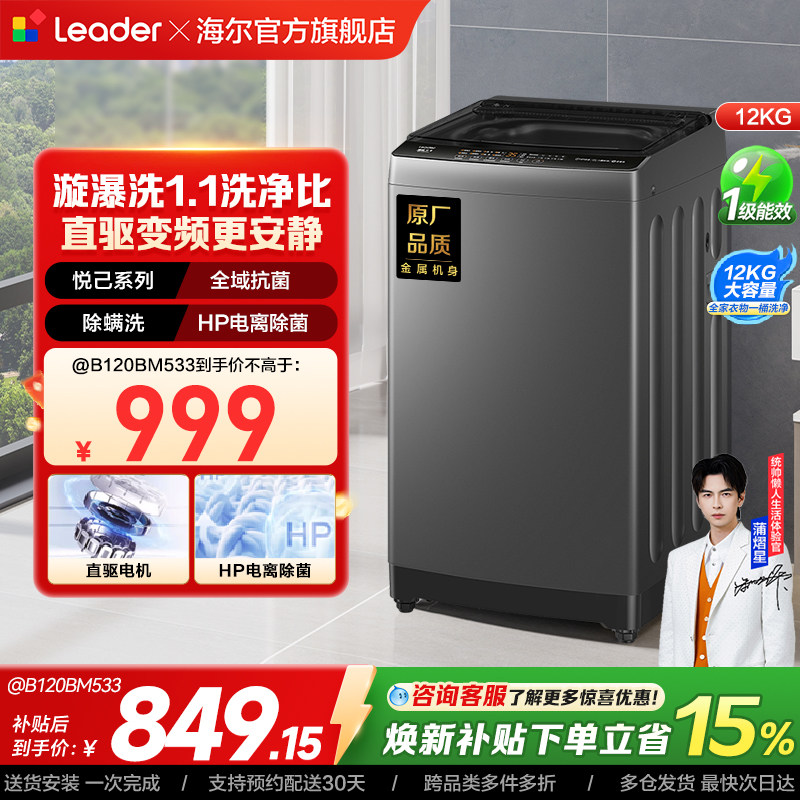 直驱变频海尔出品统帅波轮洗衣机12kg家用全自动大容量533