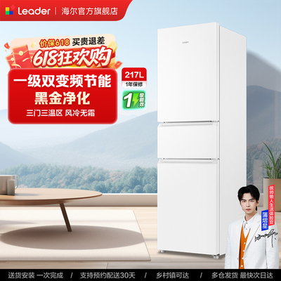 海尔统帅三开门217L一级变频冰箱