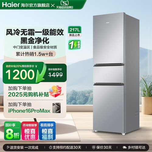 Haier/海尔 BCD-217WGHC3E9S9