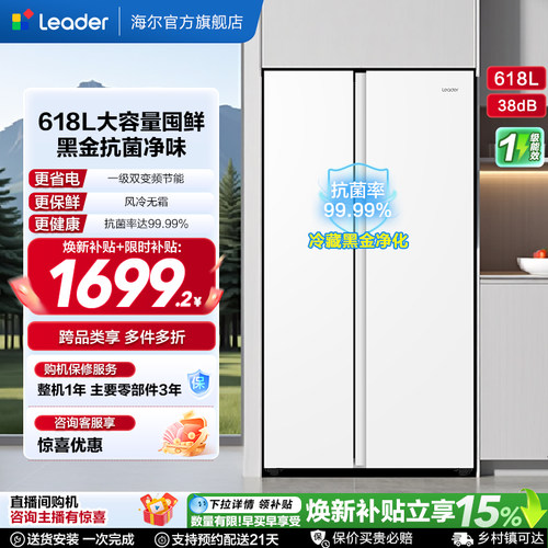 海尔统帅618L对开门大容量电冰箱