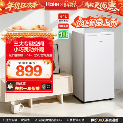 海尔64L母乳储奶冷冻柜迷你家用保鲜冰柜小型立式1级节能冷柜冰箱