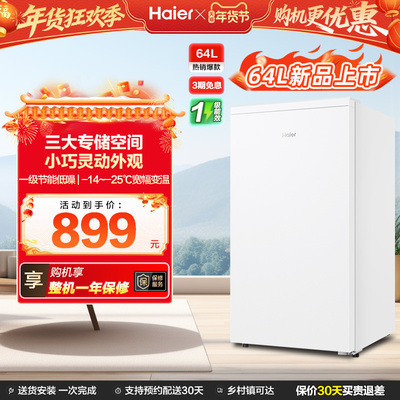 海尔64L母乳储奶冷冻柜迷你家用保鲜冰柜小型立式1级节能冷柜冰箱