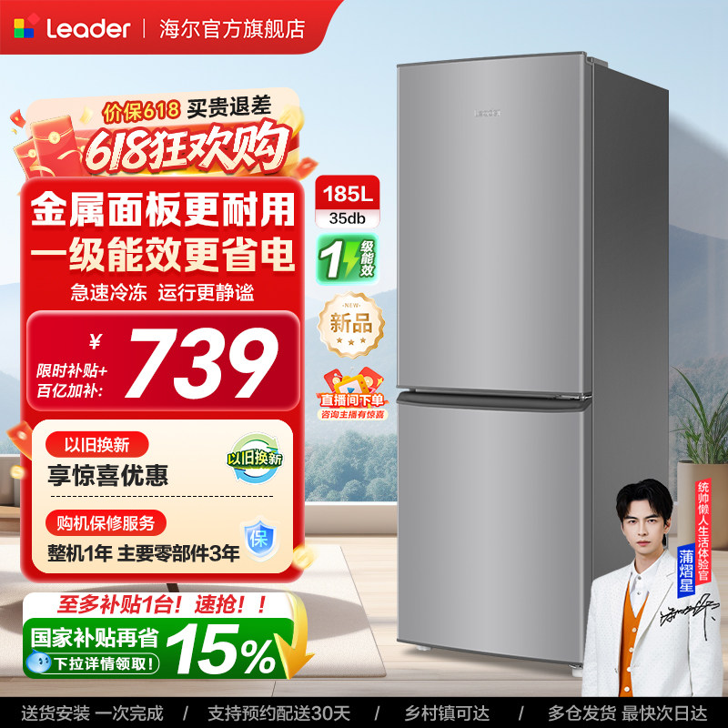 换新补贴海尔出品统帅186双开两门超薄宿舍出租房一级家用小冰箱