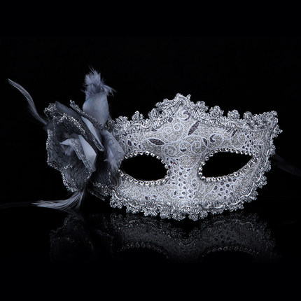 千奇坊圣诞节面具舞会派对侧边花朵威尼斯公主面具高档玫瑰面具女