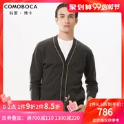 Como Boca 2019 mùa thu và mùa đông áo len cổ chữ V tinh khiết áo len cashmere màu sáng chèn khóa áo len nam giản dị - Áo len Cashmere