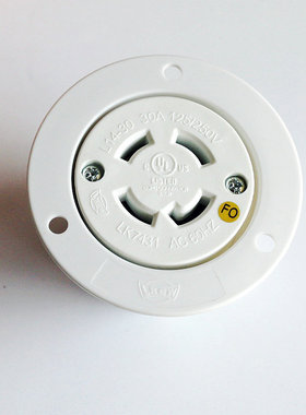 白色LK-7431FO 30A125V4P引挂式美规UL嵌入型插座台湾NEMA L14-30