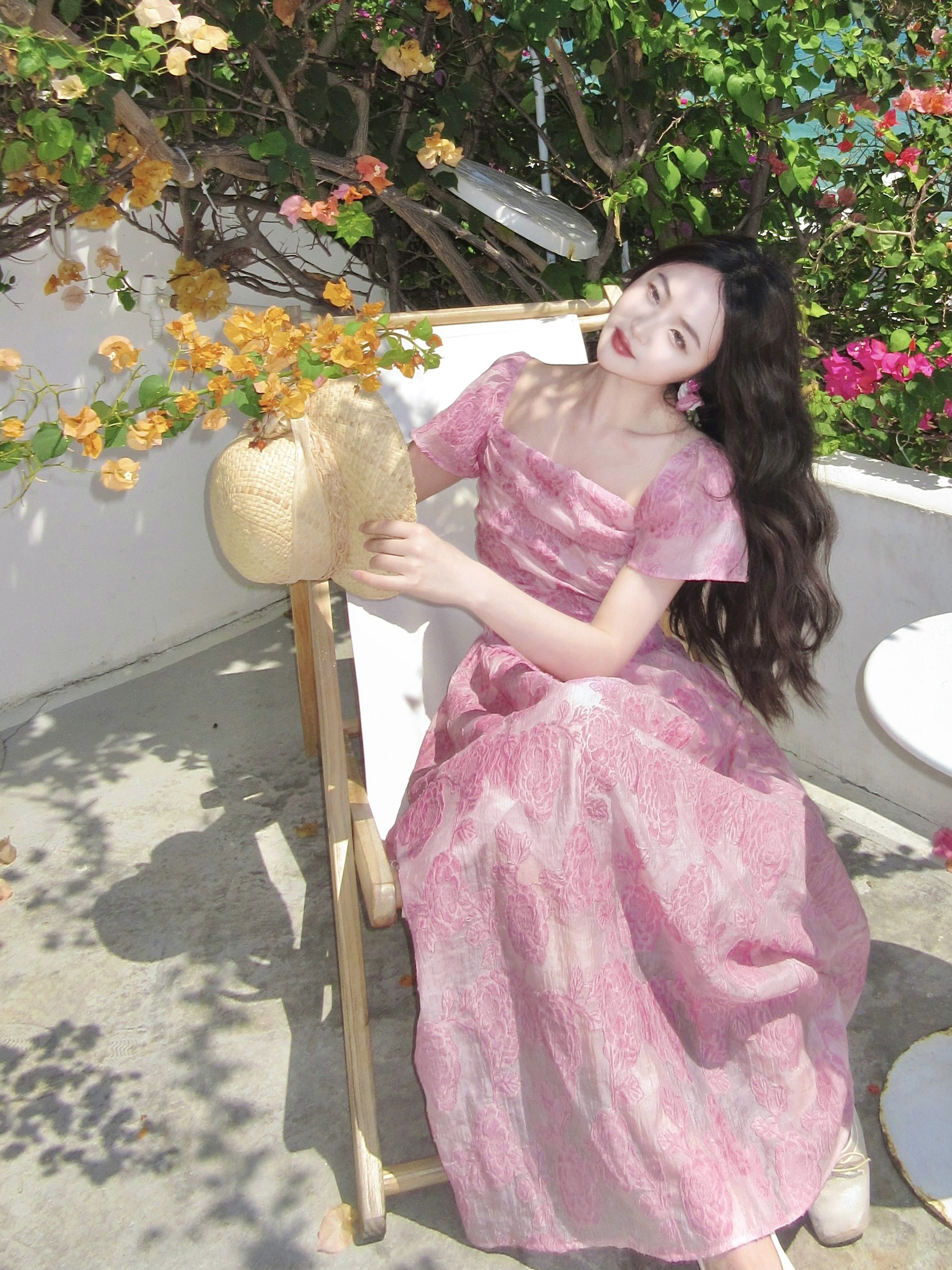 乔与乔伊 初生山茶 炒色提花方领飞飞袖粉色连衣裙法式长裙度假,女装/女士精品,连衣裙,淘宝优惠券,粉丝福利购,淘宝优惠卷