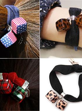 V5橡皮筋网红黑色发带女宽发夹插梳AZ打结发圈方块手链色推荐发绳