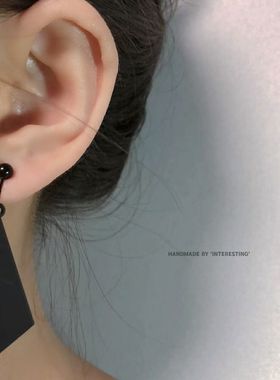 个性纯黑色几何耳钉耳环无耳洞不疼潮人炫酷舒适手工蚊香盘耳夹