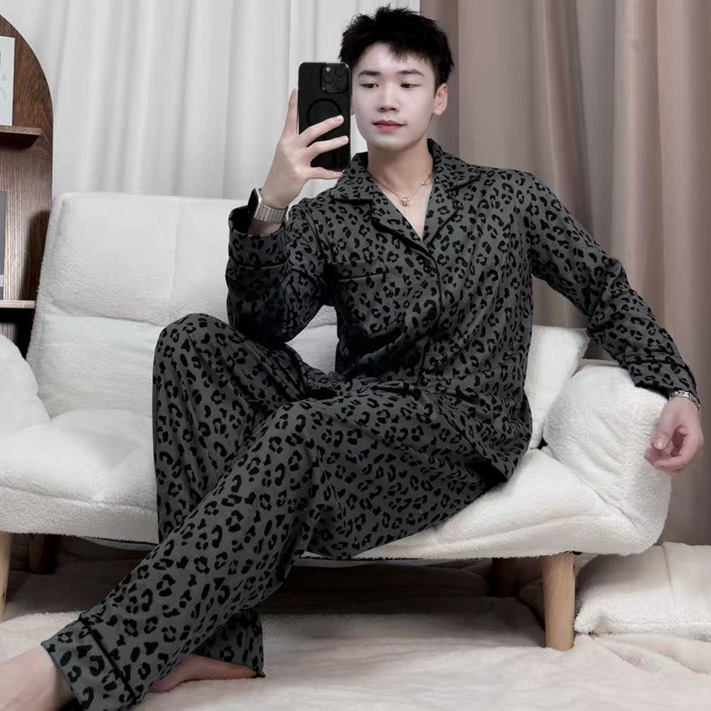 双面德绒男士睡衣厚款保暖长袖春秋季休闲爸爸中年秋冬家居服套装