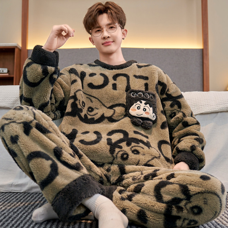 加厚长毛绒睡衣男孩卡通青少年秋冬季加绒初中生珊瑚绒套装家居服,女士内衣/男士内衣/家居服,睡衣/家居服套装,淘宝优惠券,粉丝福利购,淘宝优惠卷