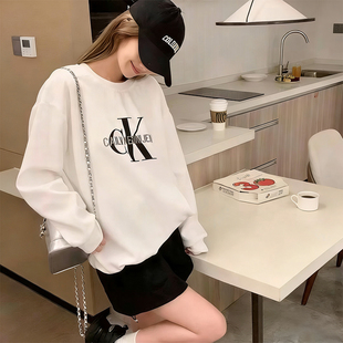 秋冬ck卫衣刺绣小标男女宽松纯棉拉链外套休闲时尚上衣百搭潮