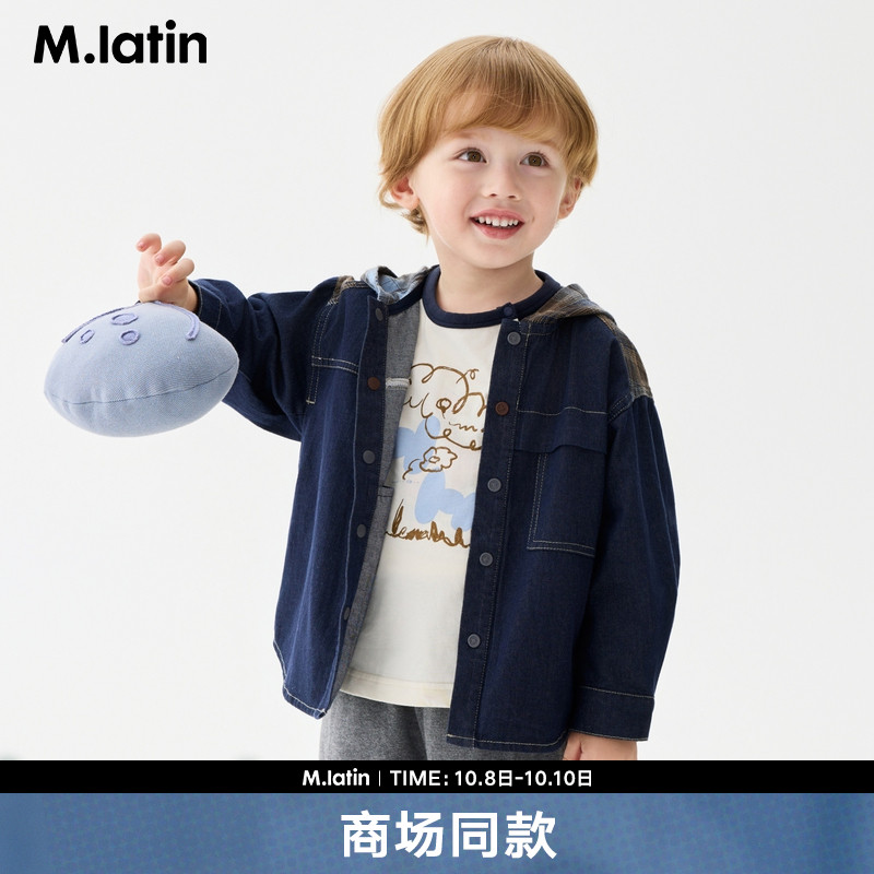 实穿型连帽衬衫外套，拼接格纹层次感