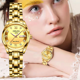 圆形潮流女款 正品 时髦防水夜光水钻气质高级简约个性 经典 手表 新款