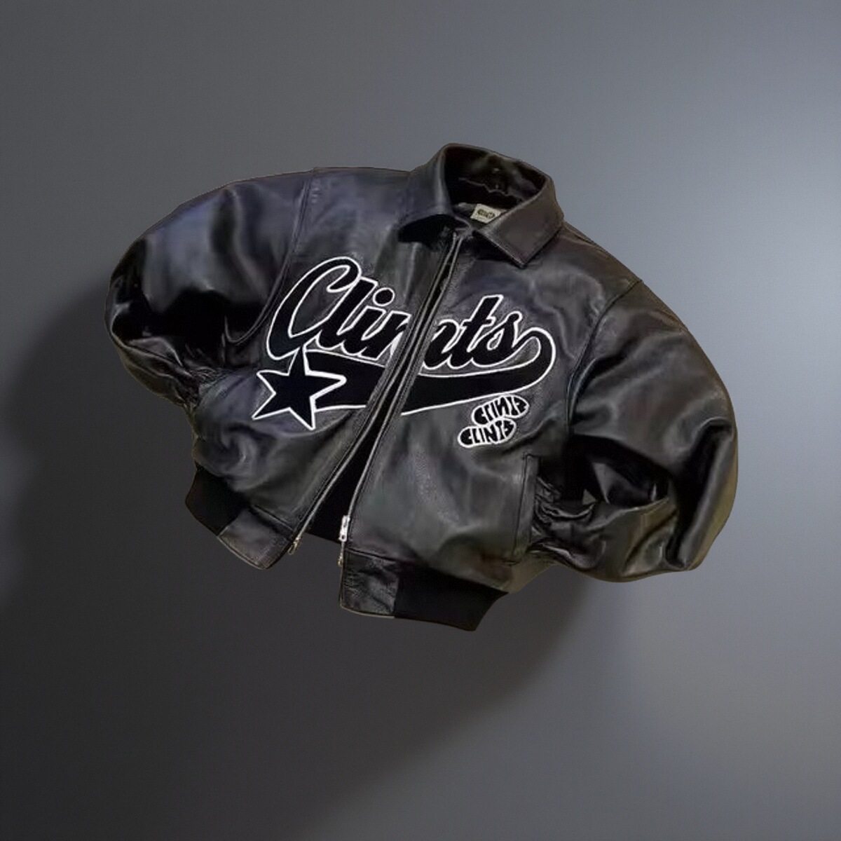 PU leather jacket black thick loose zipper jacket男款图片