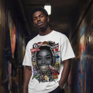 Camouflage letter print casual white short-sleeved T-shirt